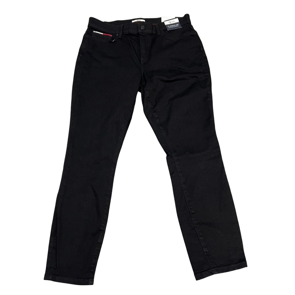 Tommy Hilfiger Denim Skinny Jeans Black Mid Rise TH‎ Stretch 360 Womens 14 NWT